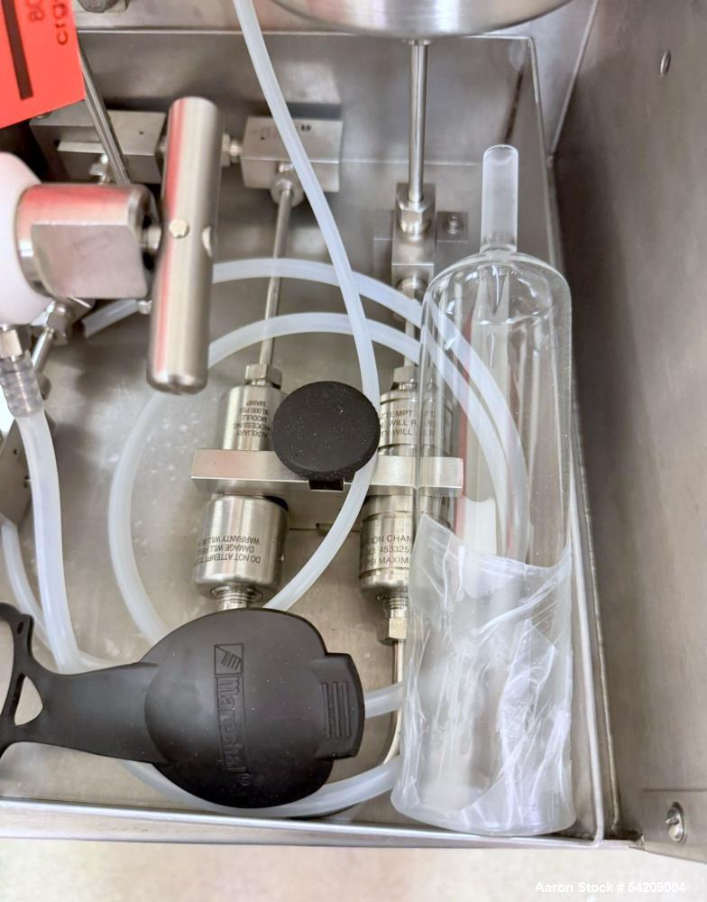 Used Microfluidics Microfluidizer Benchtop Fluid Homogenizer, Model M110P-II. Serial# 2010123, Year 2010. With stainless steel cart.