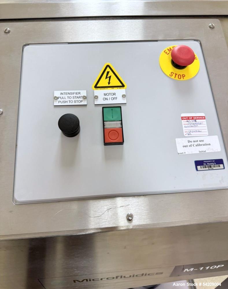 Used Microfluidics Microfluidizer Benchtop Fluid Homogenizer, Model M110P-II. Serial# 2010123, Year 2010. With stainless steel cart.