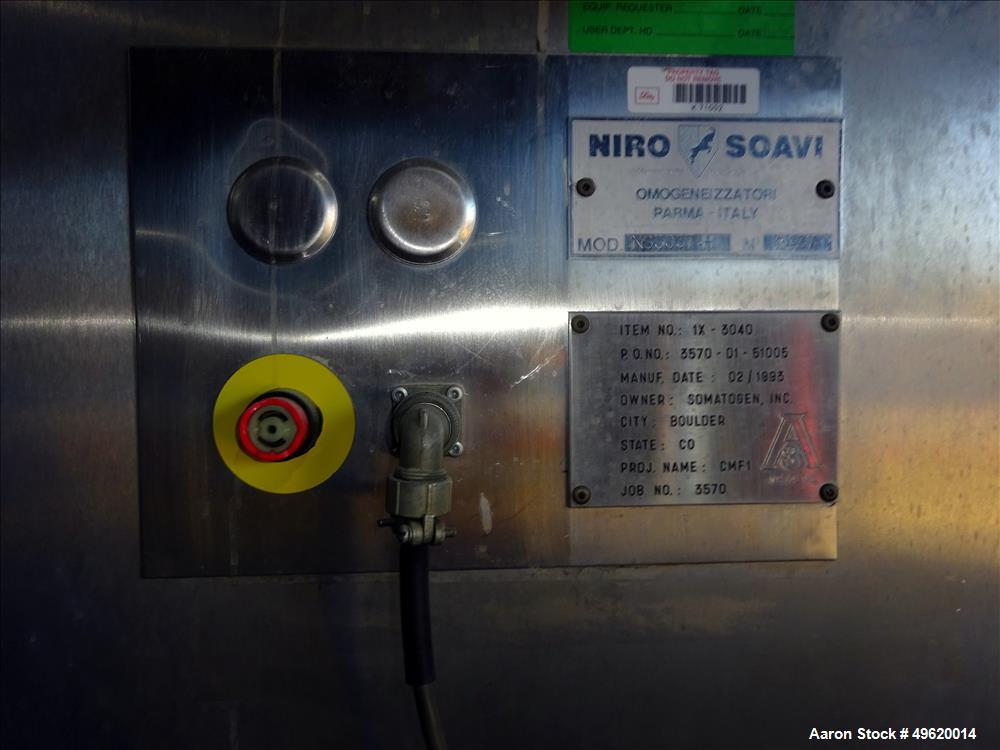 Used Niro Soavi Homogenizer, Model NS3037-H, Stainless Steel.
