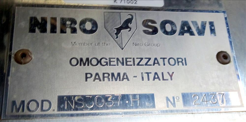 Used Niro Soavi Homogenizer, Model NS3037-H, Stainless Steel.