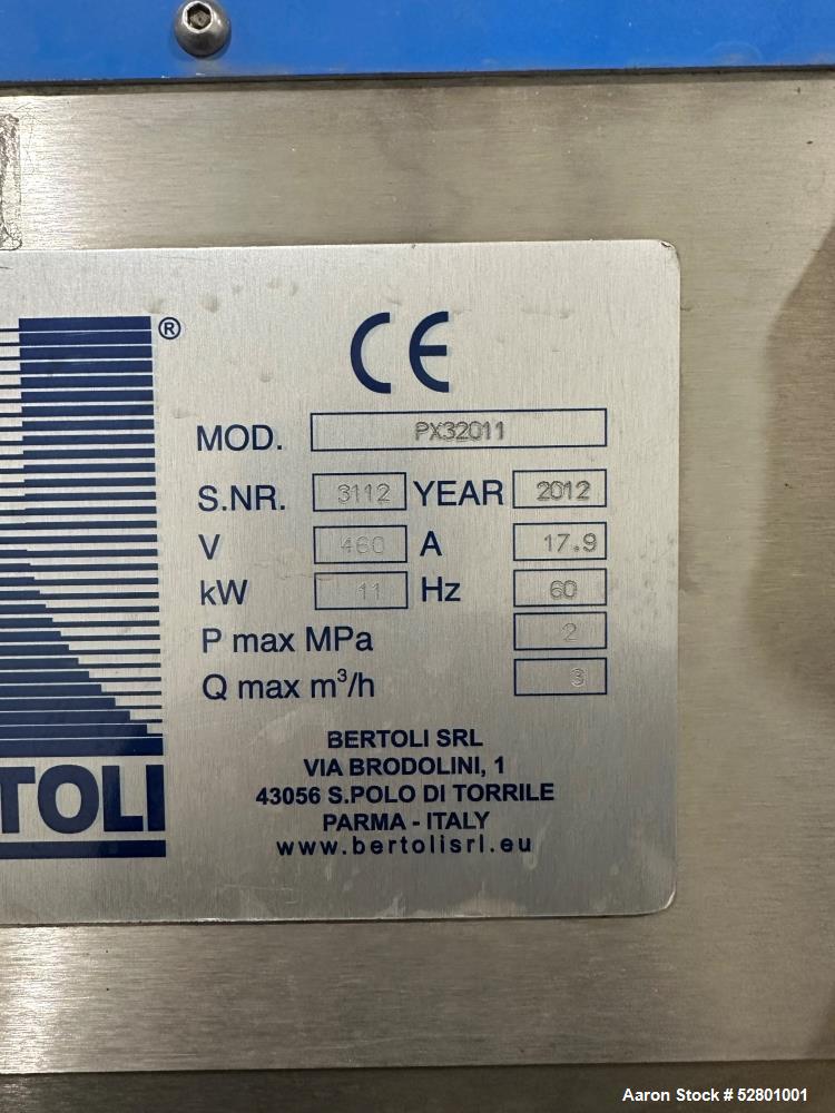 Used Bertoli Giotto Series Model PX32011 Stainless Steel High Pressure Pump