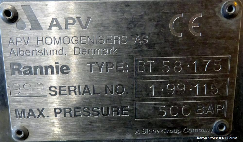 Used- APV Rannie 175 Stainless Steel Homogenizer, Model BT-58-175,