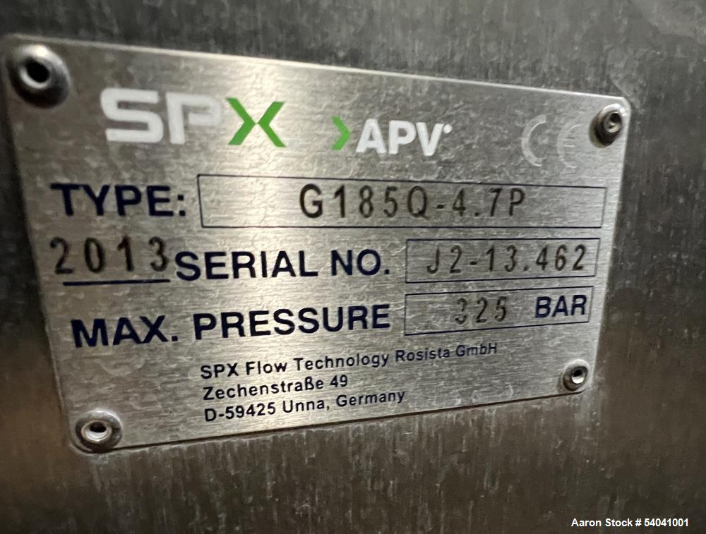Used SPX APV Gaulin UHT Homogenizer, Model G185Q-4.7P | 18,000 L/H | 200 kW Motor | 25 Bar Outlet | Stainless Steel | Schneider VFD | 833 Hours