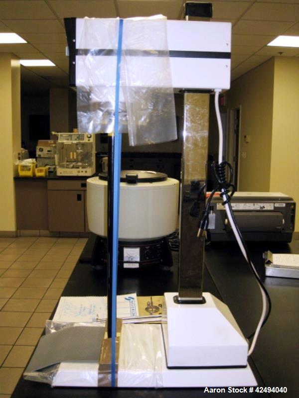 Used Silverson Homogenizer, model L4RT-A, 316L stainless steel contact surfaces with homogenizing head and change parts, 6000 RPM max speed under load, with digital tachometer, 110 V, serial # 17528