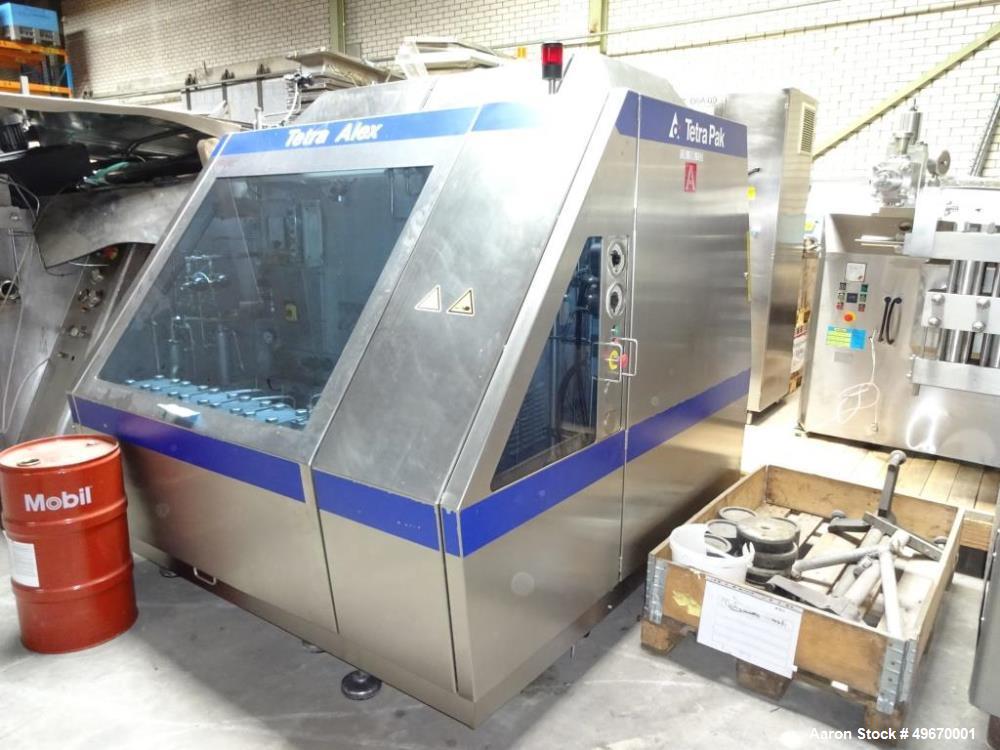 Used Tetra Pak Homogenizer, Type Alex 400A. Approximately 3968-6878 gallon (15000-26000 liter) per hour at 4600-5800 PSI (315-400 bar). Driven by a 375HP/250Kw, 3/50/400 volt, motor. 5-Piston compres...