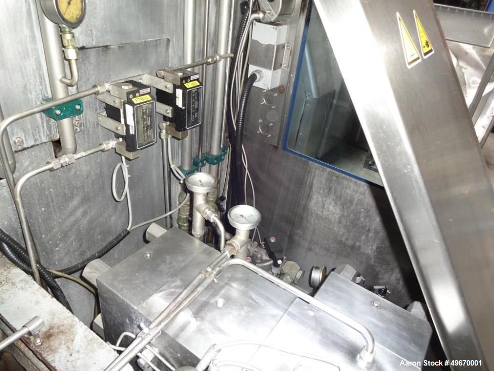 Used Tetra Pak Homogenizer, Type Alex 400A. Approximately 3968-6878 gallon (15000-26000 liter) per hour at 4600-5800 PSI (315-400 bar). Driven by a 375HP/250Kw, 3/50/400 volt, motor. 5-Piston compres...