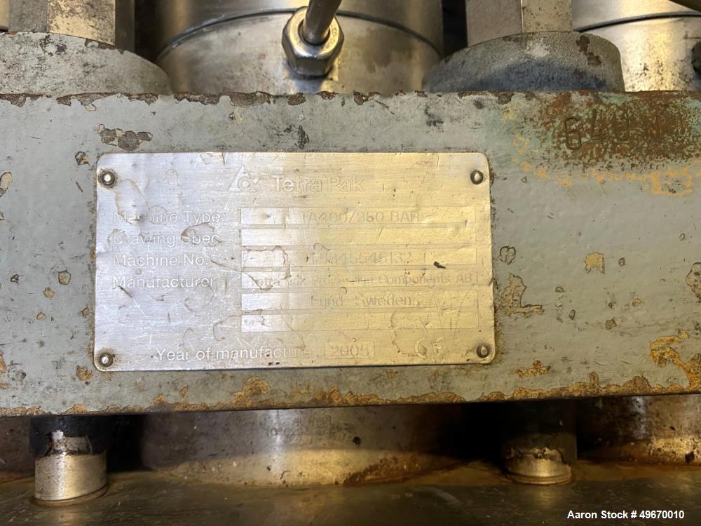 Used Tetra Pak ALEX 400 A 2-Stage Homogenizer – 240 HP, 250 Bar, 17,000 L/hr Capacity, Dairy-Grade (2005)