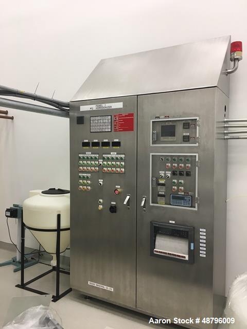 Used Mizuho Homogenizer, Model VT-1-1000. 1000 liter capacity. Includes: 3hp paddle mixer, 7.5hp scraping mixer, 30hp ultra mixer, 7.5hp oil hydraulic pump, 2hp tilting motor. 3 Phase, 480V, 60 Hz.
