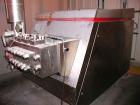 Used APV Gaulin homogenizer, model G90-5B. 2,000 gph, 5,000 psi, stainless steel, mfg 1999. Single stage homogenizing valve assembly, pneumatically actuate, valve and seat made of cobalt based wear r...