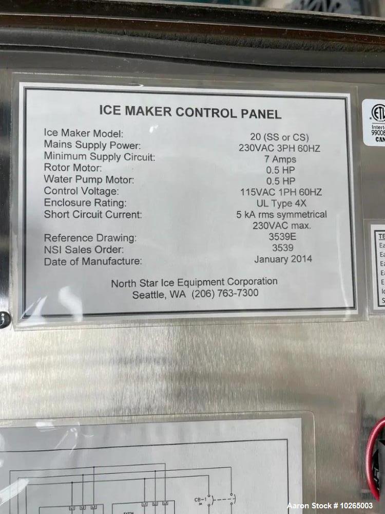 Used North Star M20-SS-2014 Flake Ice Maker – 11 Tons/Day | R-717 Ammonia | Stainless Steel | Built 2014
