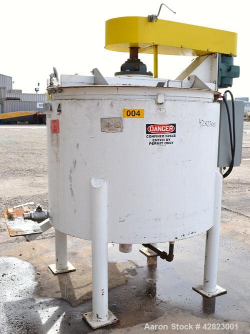 Used Blommer Chocolate Machinery Melt Tank, 350 Gallon, Carbon Steel. Approximately 52’’ diameter x 40’’ deep, flat top with a bolt on agitator bridge, and (2) 304 stainless steel 1/3 hinged covers, ...