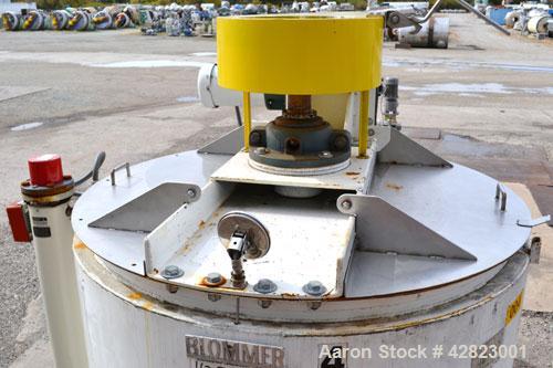 Used Blommer Chocolate Machinery Melt Tank, 350 Gallon, Carbon Steel. Approximately 52’’ diameter x 40’’ deep, flat top with a bolt on agitator bridge, and (2) 304 stainless steel 1/3 hinged covers, ...