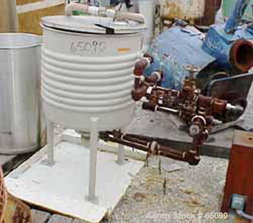 USED:Lee Industries kettle, 55 gallon, PTFE lined. 26" diameter x 24"straight side, flat open top with a 1 piece cover, dish bottom, halfpipe coil jacket (side and bottom) rated 100 psi at 338 deg F....