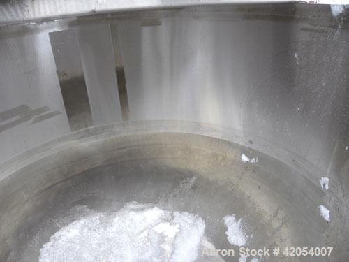 Used Mueller Kettle, 250 Gallon, Model F, Hastelloy C-276, vertical. 48" diameter x 45" deep. Open top with (2) 1/3 covers, dimple jacketed hemispherical bottom, rated 40 psi at 300 deg F. Provision ...