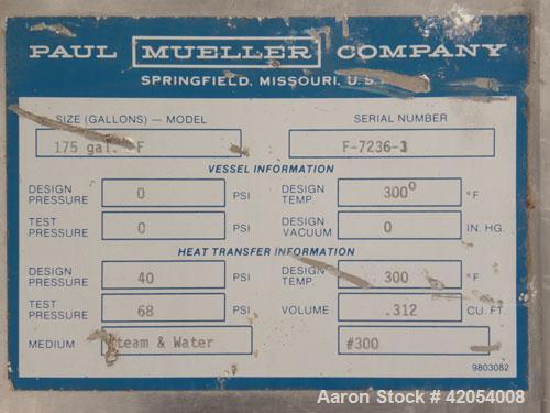 Used 175 Gallon Mueller Kettle, Model F