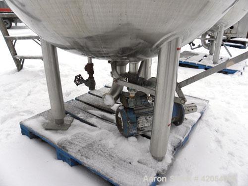 Used Mueller Kettle, 250 Gallon, Hastelloy C-276, vertical. 48" diameter x 45" deep. Open top with (2) 1/3 covers, dimple jacketed hemispherical bottom, rated 40 psi at 300 deg F. Fixed top mounted s...
