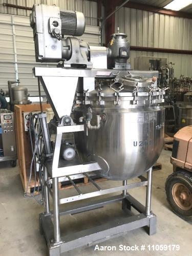 Used- Stainless Steel Triple Motion Vacuum Sanitary Kettle. 100 Gallon