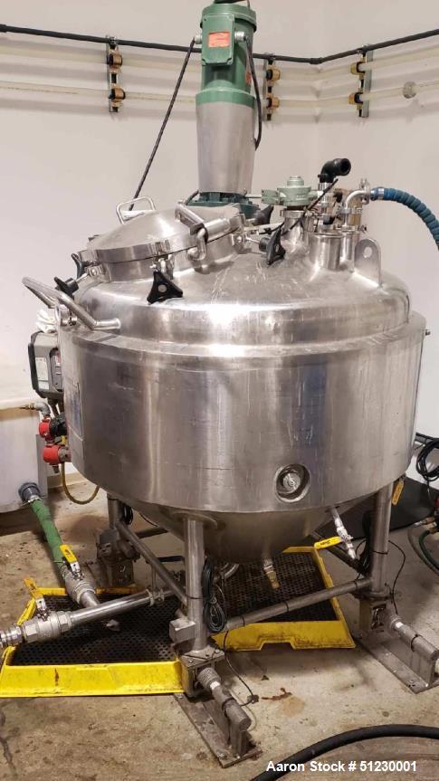Used- RAS Process Equipment Jacketed Pressurized Agitated Cone Bottom Kettle