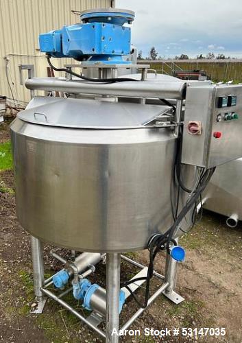 Cherry-Burrell 200 Gallon Cone-Bottom Stainless Steel Jacketed Processor Tank wi