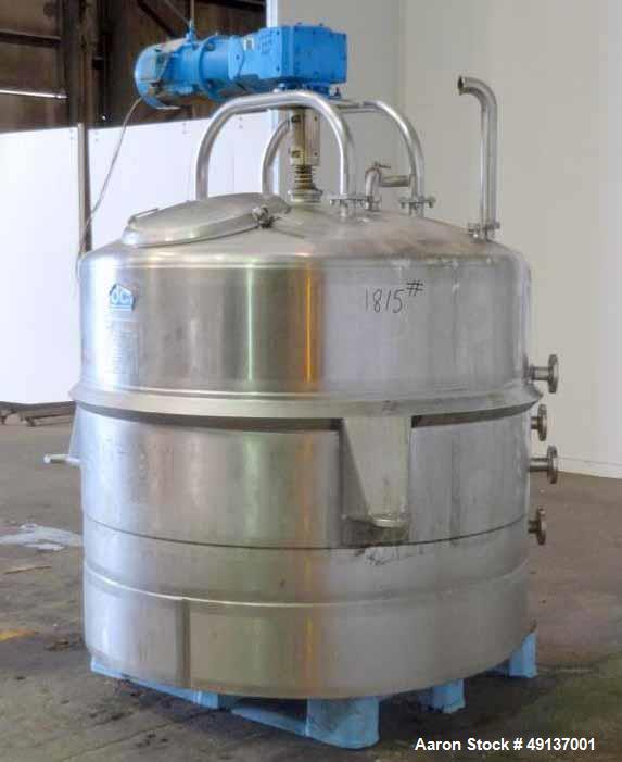 Used- DCI Scraper Agitated Mixing Kettle, 400 Gallon, Stainless Steel, Vertical.