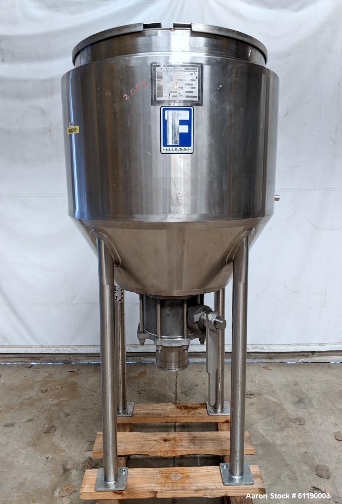 Used Feldmeier 90 Gallon Jacketed Tank, Stainless Steel, Vertical.