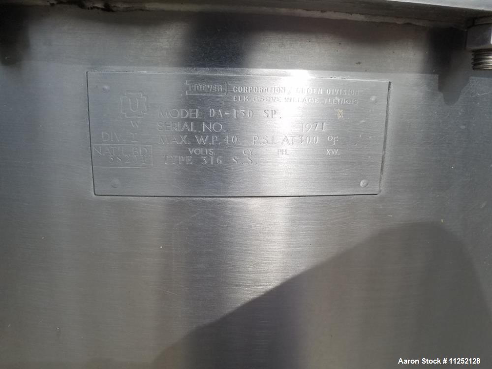 Used-Groen 150 Gallon Stainless Steel Jacketed Kettle with Double-Motion Scrape