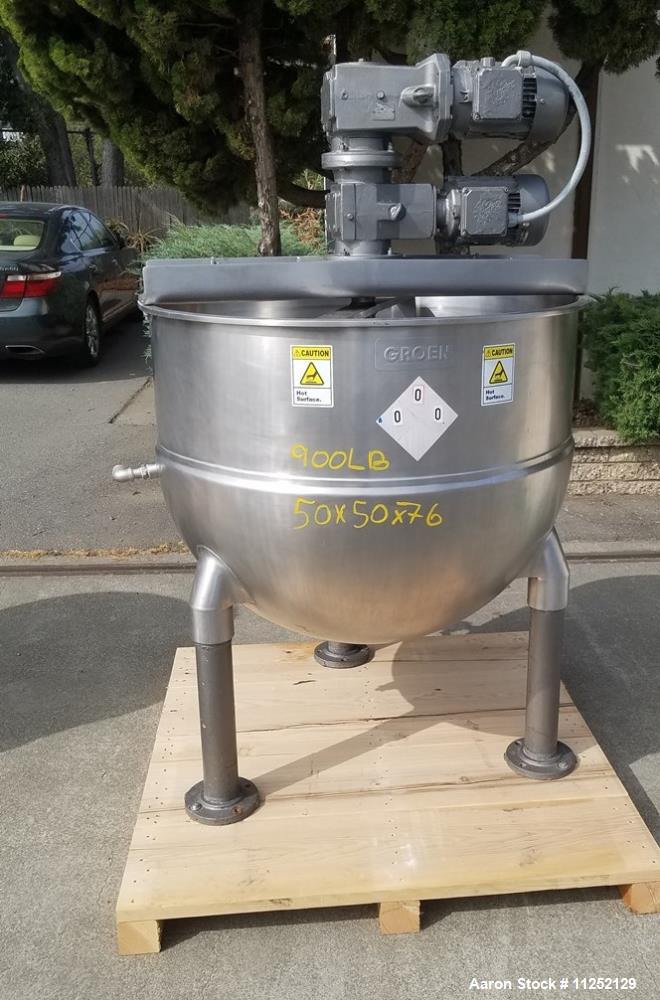 Used-Groen 150 Gallon Stainless Steel Jacketed Kettle with Double-Motion Scrape