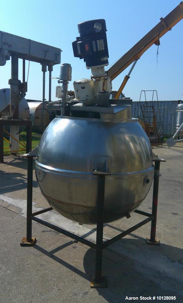 Used Groen Inclined Agitated Kettle, 250 Gallon | Model INA-250 | 316 SS | Jacketed | 5 HP Agitator