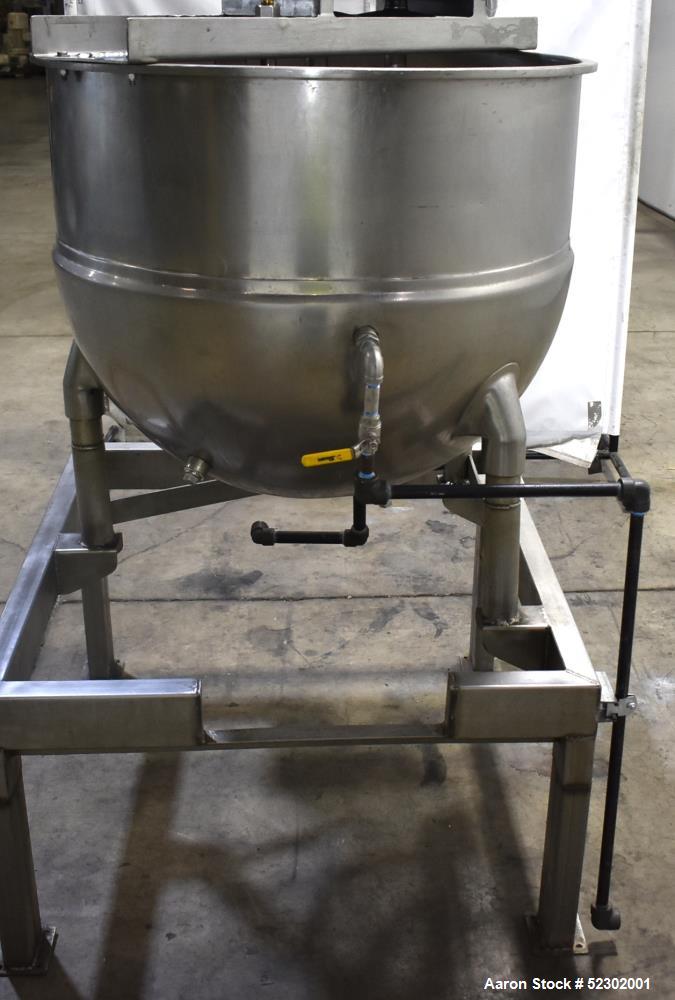 Used- Groen 100 Gallon Mix Kettle, Model N-100 SP, Stainless Steel, Vertical. Approximate 36" diameter x 30" deep. Flat top,...