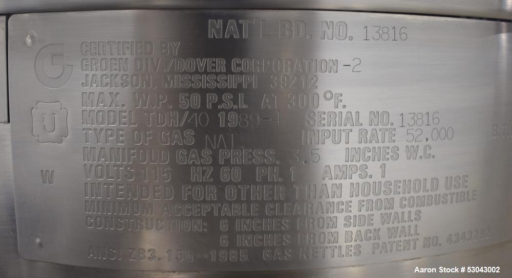 Used- Groen Table Top Kettle, Model TDH-40, 40 Quart Capacity, Stainless Steel. Approximate 16-1/2" diameter x 14" deep. Sel...
