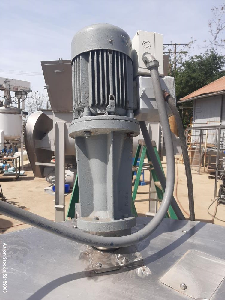 Used Groen 150 Gallon Stainless Steel Agitated Kettle, Model 150. Approximate 42" diameter x 32" deep. Flat top with covers and hinged lid, hemispherical bottom. Jacket rated 80 psi working pressure ...