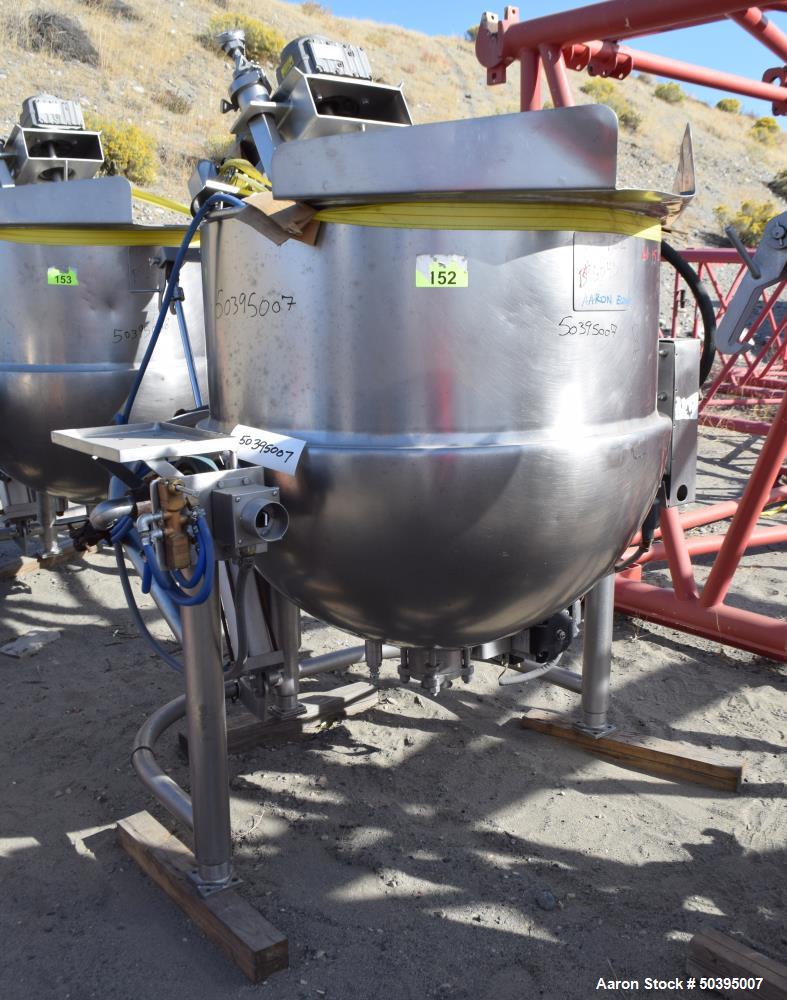 Used Hamilton Style CW Tilting Kettle, 150 Gallon, 316 Stainless Steel.