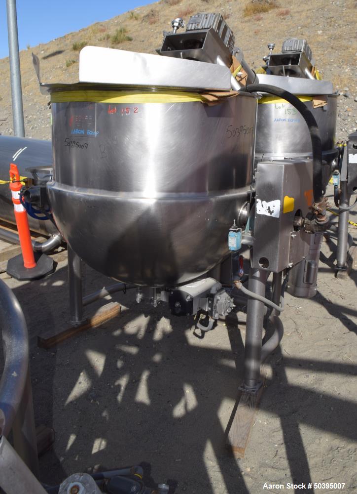 Used- Hamilton Style CW Tilting Kettle, 150 Gallon, 316 Stainless Steel.