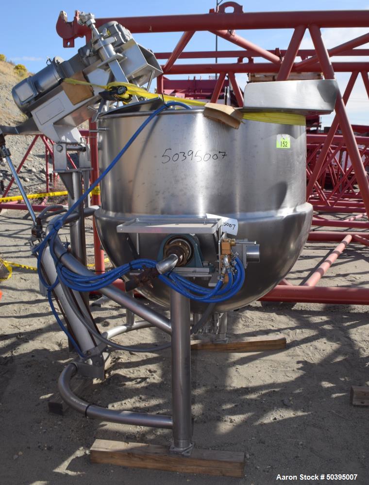 Used Hamilton Style CW Tilting Kettle, 150 Gallon, 316 Stainless Steel.