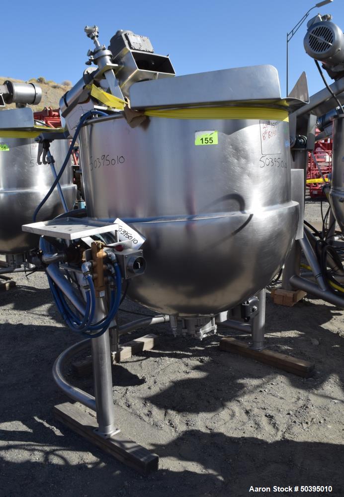 Used Hamilton Style CW Tilting Kettle, 150 Gallon, 316 Stainless Steel.