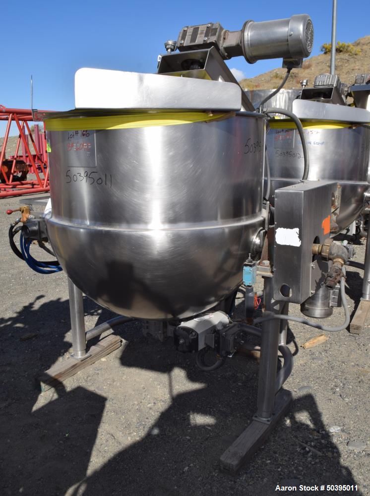 Used Hamilton Style CW Tilting Kettle, 150 Gallon, 316 Stainless Steel.