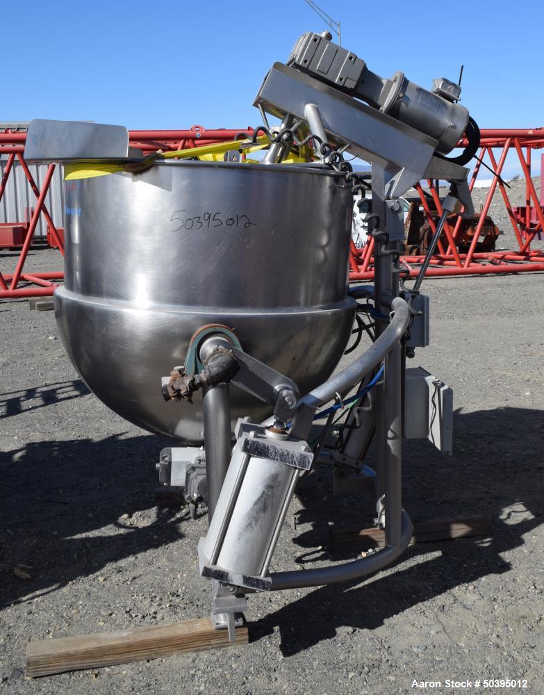 Used Hamilton Style CW Tilting Kettle, 150 Gallon, 316 Stainless Steel.