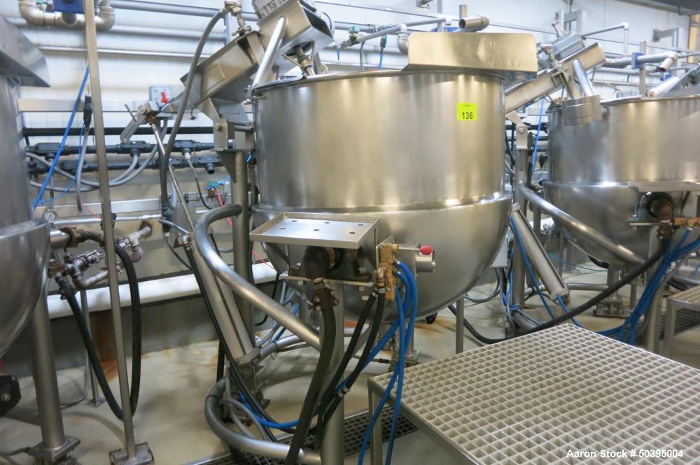 Used- Hamilton Style CW Tilting Kettle, 150 Gallon, 316 Stainless Steel