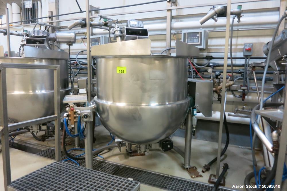 Used Hamilton Style CW Tilting Kettle, 150 Gallon, 316 Stainless Steel.