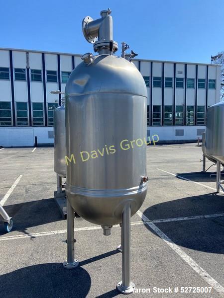 Used- Lee Industries Vacuum Kettle, Model 1250, Stainless Steel, Vertical. Hemispherical top and bottom. Internal rated full...