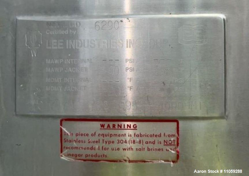 Used 400 Gallon Lee Sanitary Jacketed Double Motion Mix Kettle