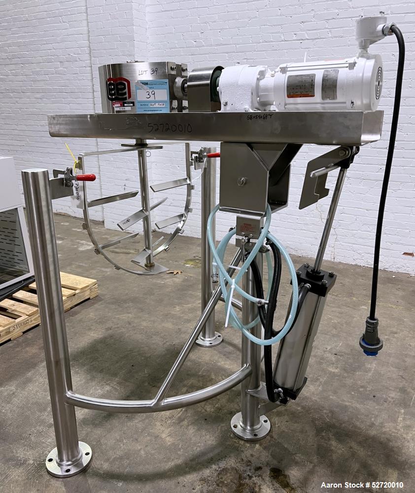 Used- Lee Floor Mounted 75 Gallon Dual Motion Tilt Back Agitator Assembly, Model 9M, 316 Stainless Steel. Approximate 30" wi...