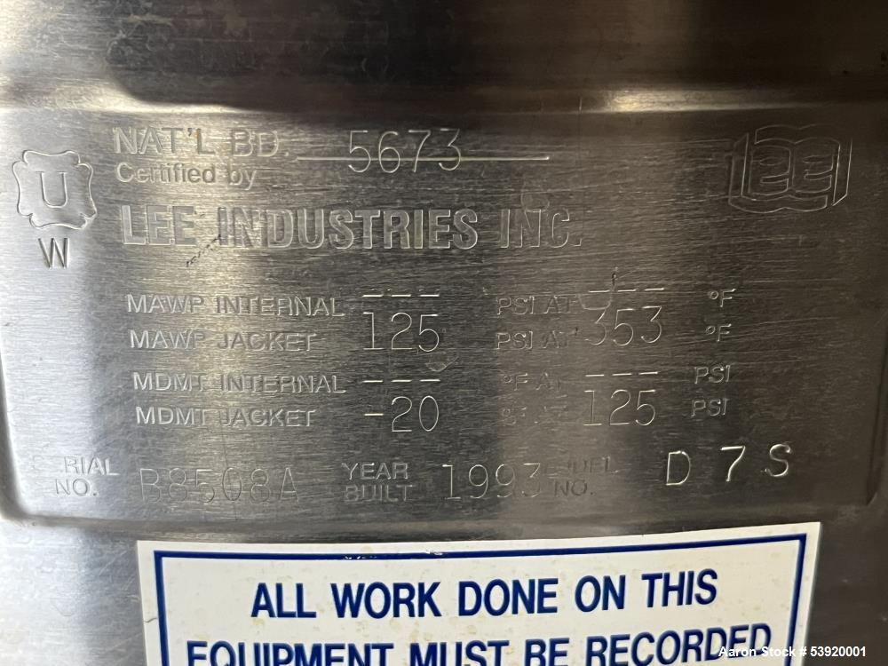 Stainless Steel Steam Jacketed Mix Kettle – Lee Industries D7S 50 Gal