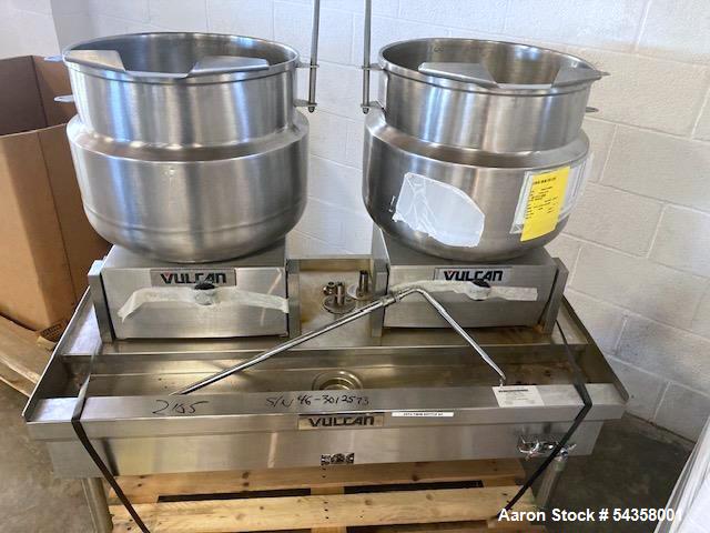 Used Vulcan VKT50 Direct Steam Countertop Tilting Kettles – Dual 12 Gallon, 50 PSI (2014)