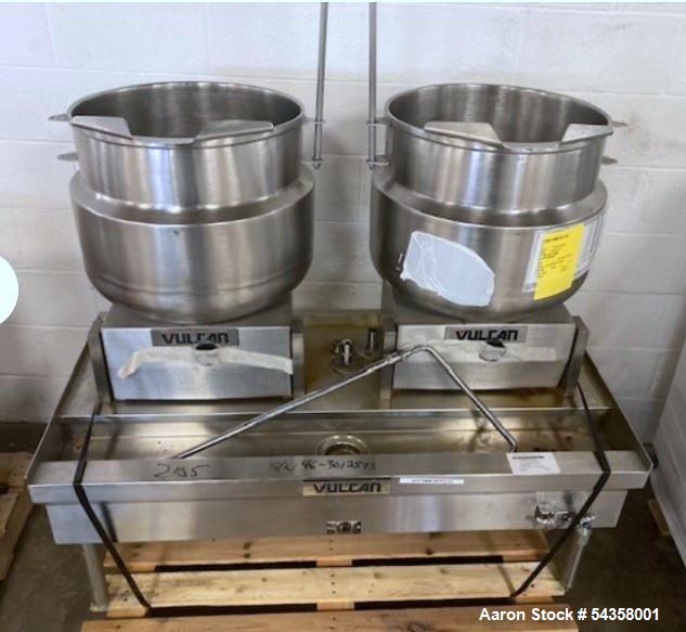 Used Vulcan VKT50 Direct Steam Countertop Tilting Kettles – Dual 12 Gallon, 50 PSI (2014)