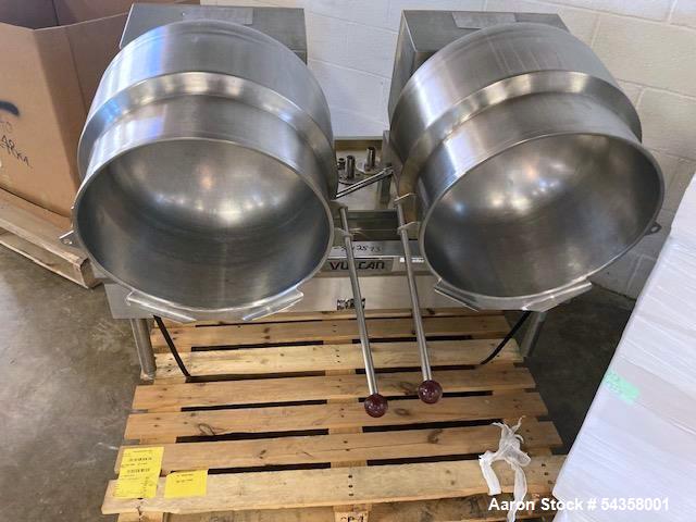 Used Vulcan VKT50 Direct Steam Countertop Tilting Kettles – Dual 12 Gallon, 50 PSI (2014)