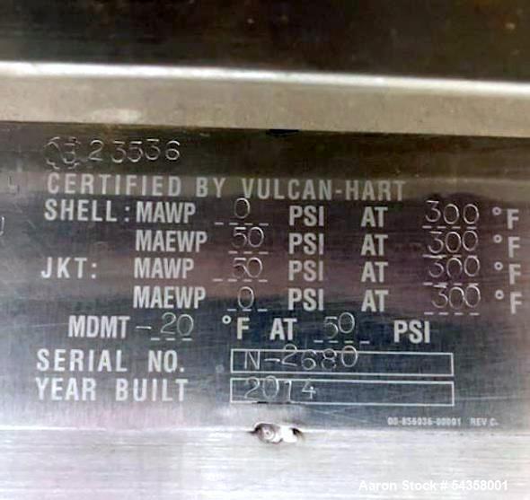 Used Vulcan VKT50 Direct Steam Countertop Tilting Kettles – Dual 12 Gallon, 50 PSI (2014)