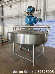 Used- APV Crepaco Cooker / Kettle, Approximate 400 Gallon, Stainless Steel, Vertical. Flat top, coned bottom. Jacket rated 7...