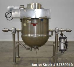 Used-Lee 100 gallon Stainless Steel Kettle, Model 100 CHD9MSI.  Jacket MAWP 100 PSI @338F, mounted on (4) legs.  National Bo...