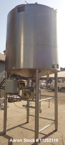 Used- Tank, 1,300 Gallon Sanitary Stainless Processing Vessel